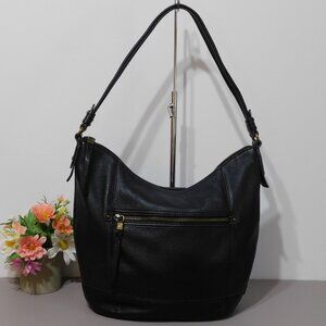The SAK Black Pebbled Leather "Sequoia" Hobo Shoulder Handbag